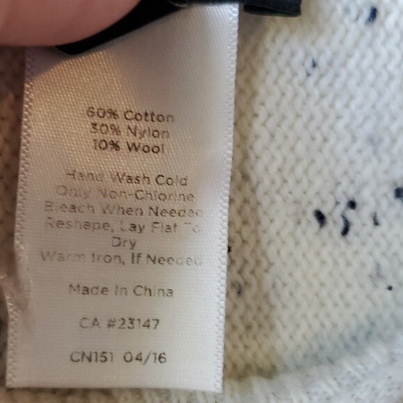 TALBOTS WOOL COTTON BLEND WHITE BLACK SPECKLED SWEATER SIZE LARGE CREW NECK - Picture 4 of 9
